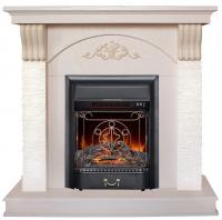 Электрокамин Real Flame Corfino слоновая кость с очагом Majestic Lux